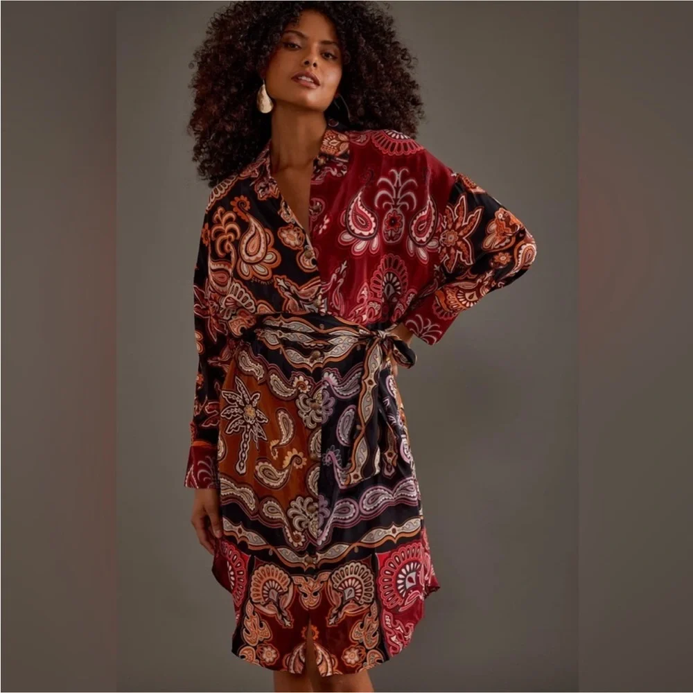 Farm Rio Printed Mini Shirt Dress